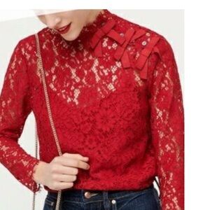 Worn once - J. Crew red lace top with removable camisole.